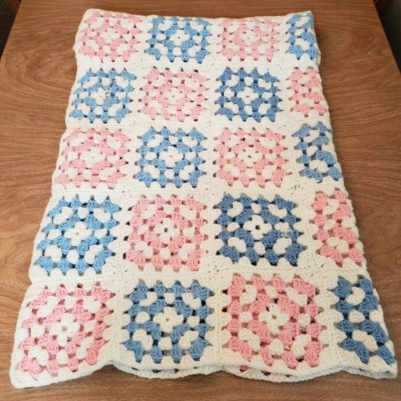 Handmade Crocheted Baby Blanket Multi Colors 36”x 44” - Picture 6 of 9